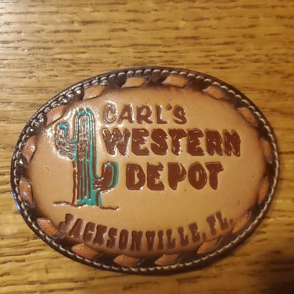Vintage leather belt buckle Wright western